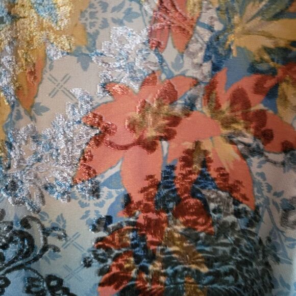 Rebecca Malone long sleeve top Women's medium Charcoal multicolored floral NWT - Picture 4 of 7